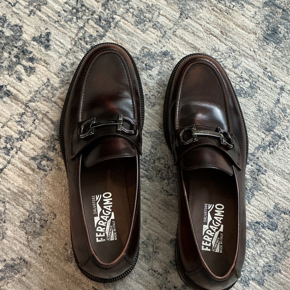 Salvatore Ferragamo Dark Brown Leather Loafers